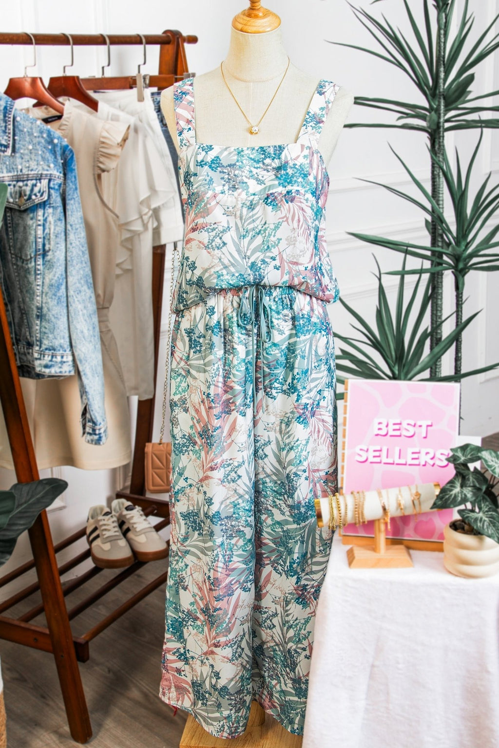 Tropical Palm Cropped Tank and Pants Set - Rooted & Reckless Co.