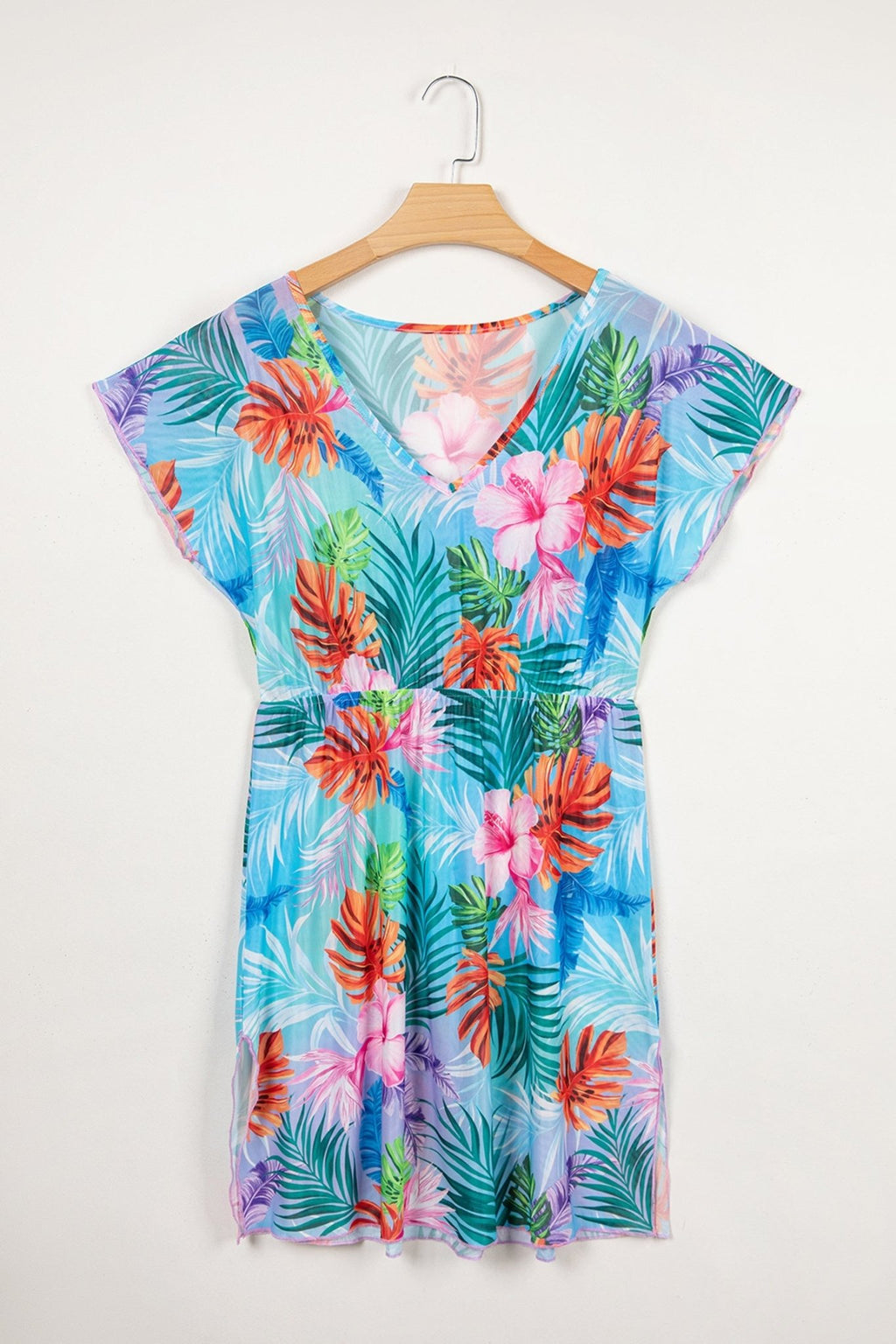 Tropical Semi-Sheer Beach Cover Up Dress - Rooted & Reckless Co.