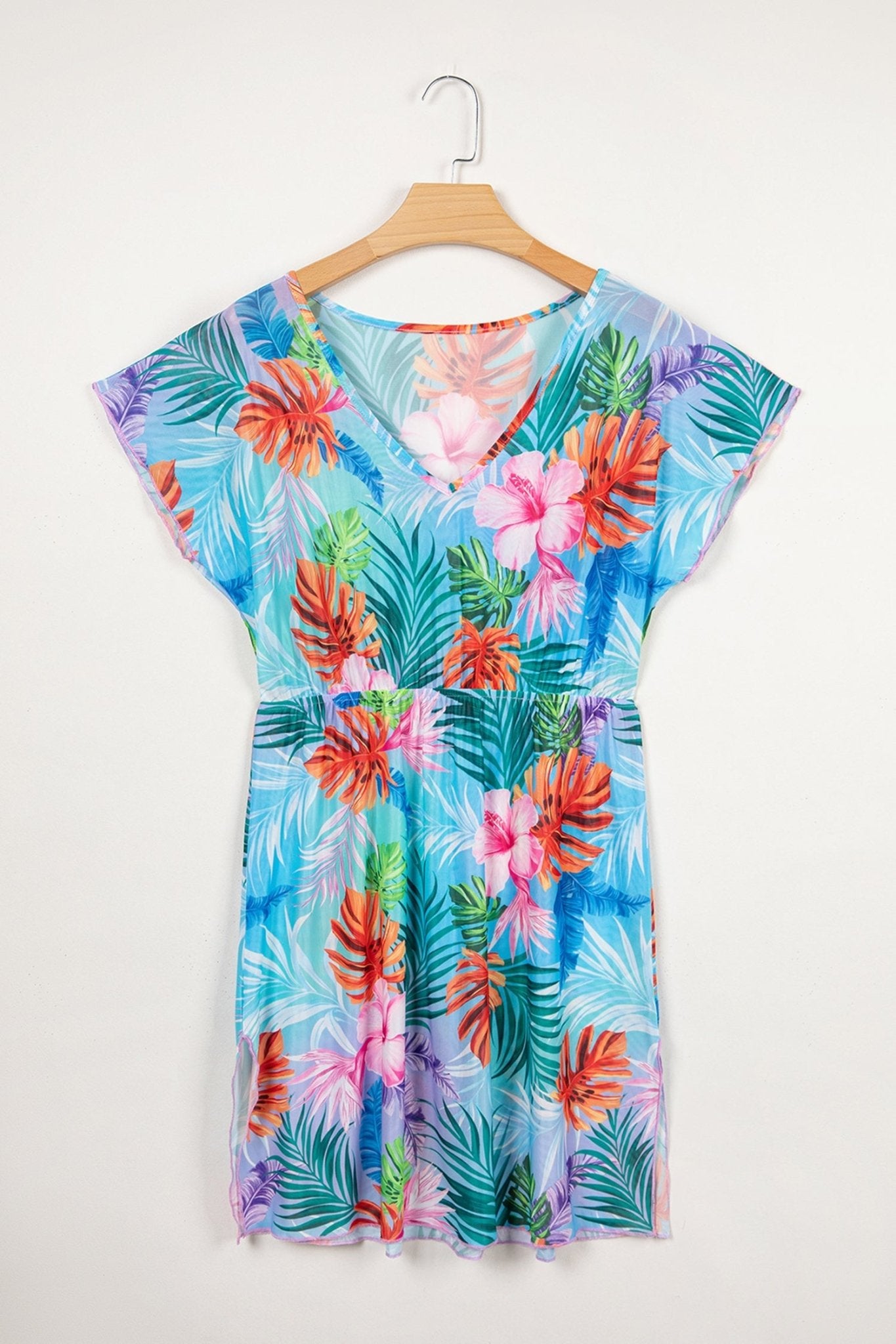 Tropical Semi-Sheer Beach Cover Up Dress - Rooted & Reckless Co.