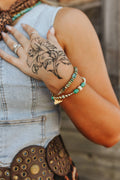 Turquoise And Gold Beaded Bracelet - Rooted & Reckless Co.