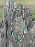 Turquoise And Gold Beaded Necklace - Rooted & Reckless Co.