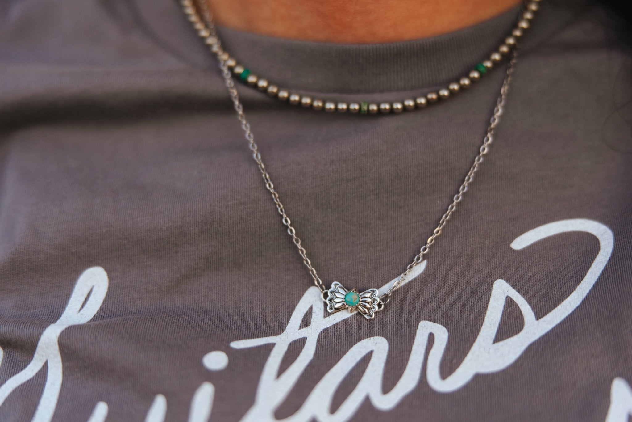 Turquoise Butterfly Concho Chain Necklace - Rooted & Reckless Co.
