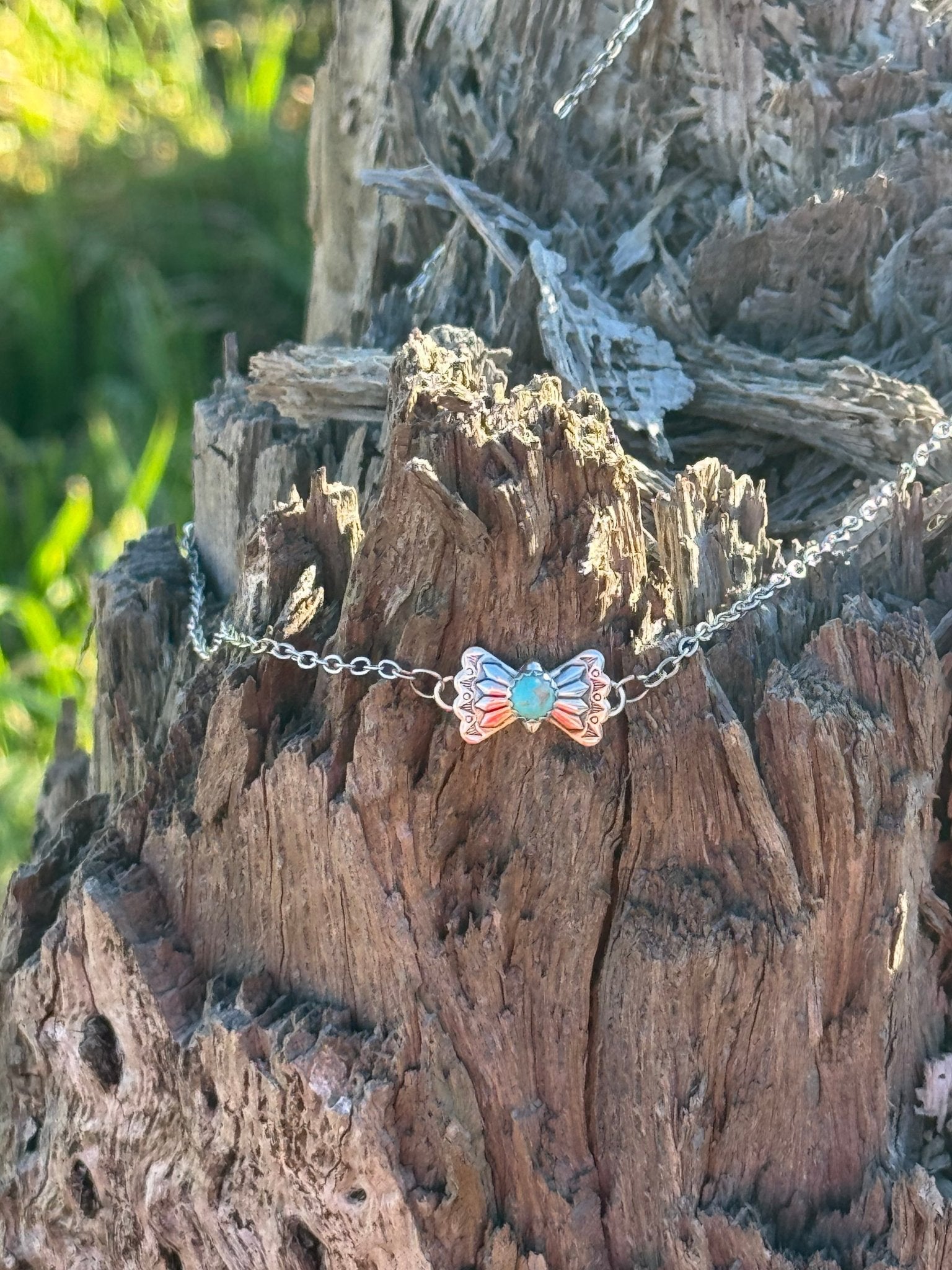 Turquoise Butterfly Concho Chain Necklace - Rooted & Reckless Co.