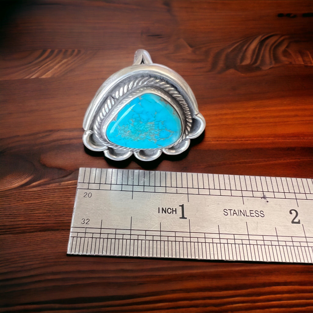 Turquoise Cabochon Sterling Silver Flower-Base Ring — Size 7 - Rooted & Reckless Co.