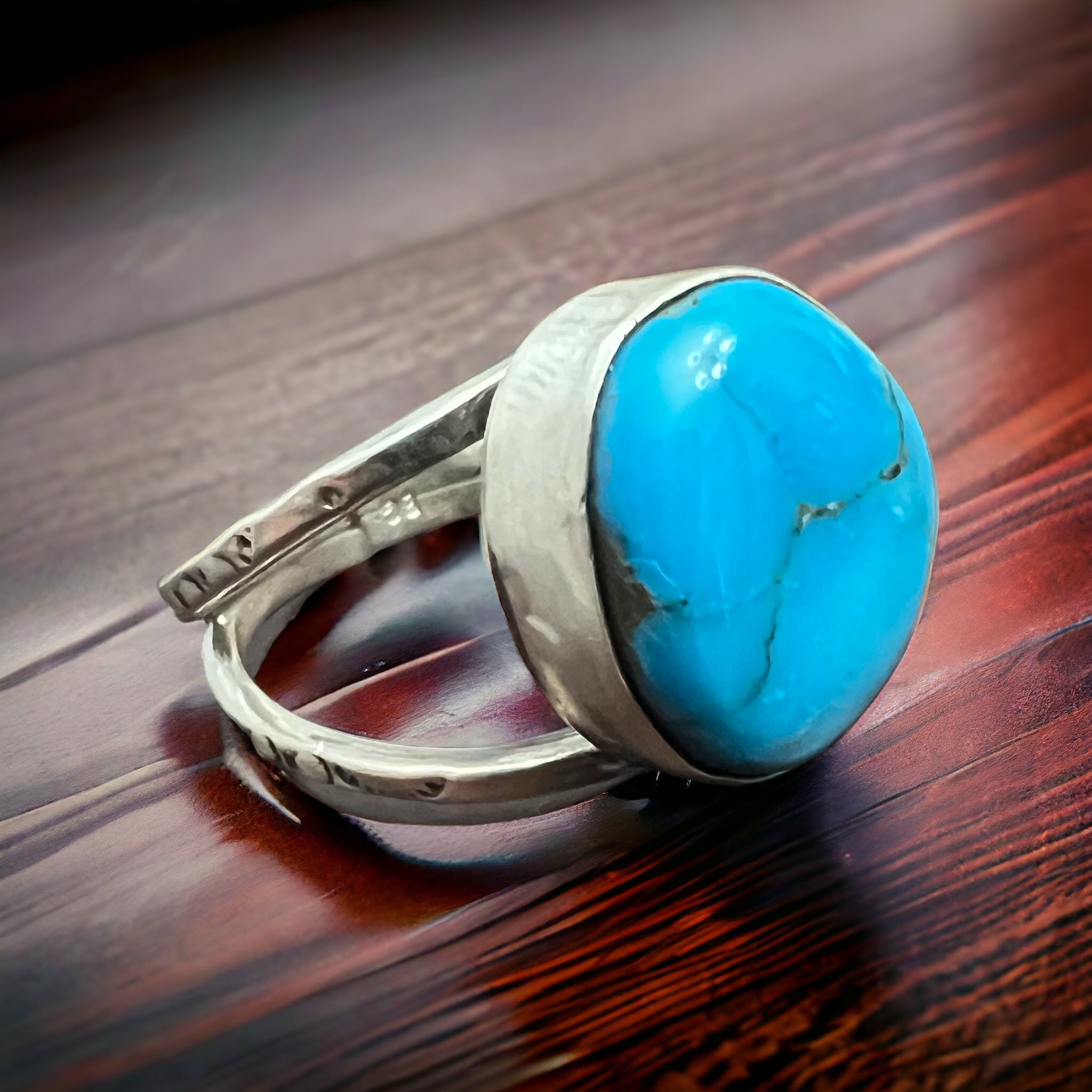 Turquoise Cabochon Sterling Silver Split-Band Statement Ring — Size 12.5 - Rooted & Reckless Co.