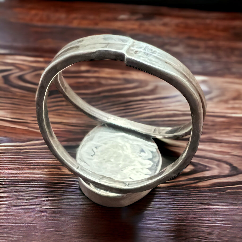 Turquoise Cabochon Sterling Silver Split-Band Statement Ring — Size 12.5 - Rooted & Reckless Co.