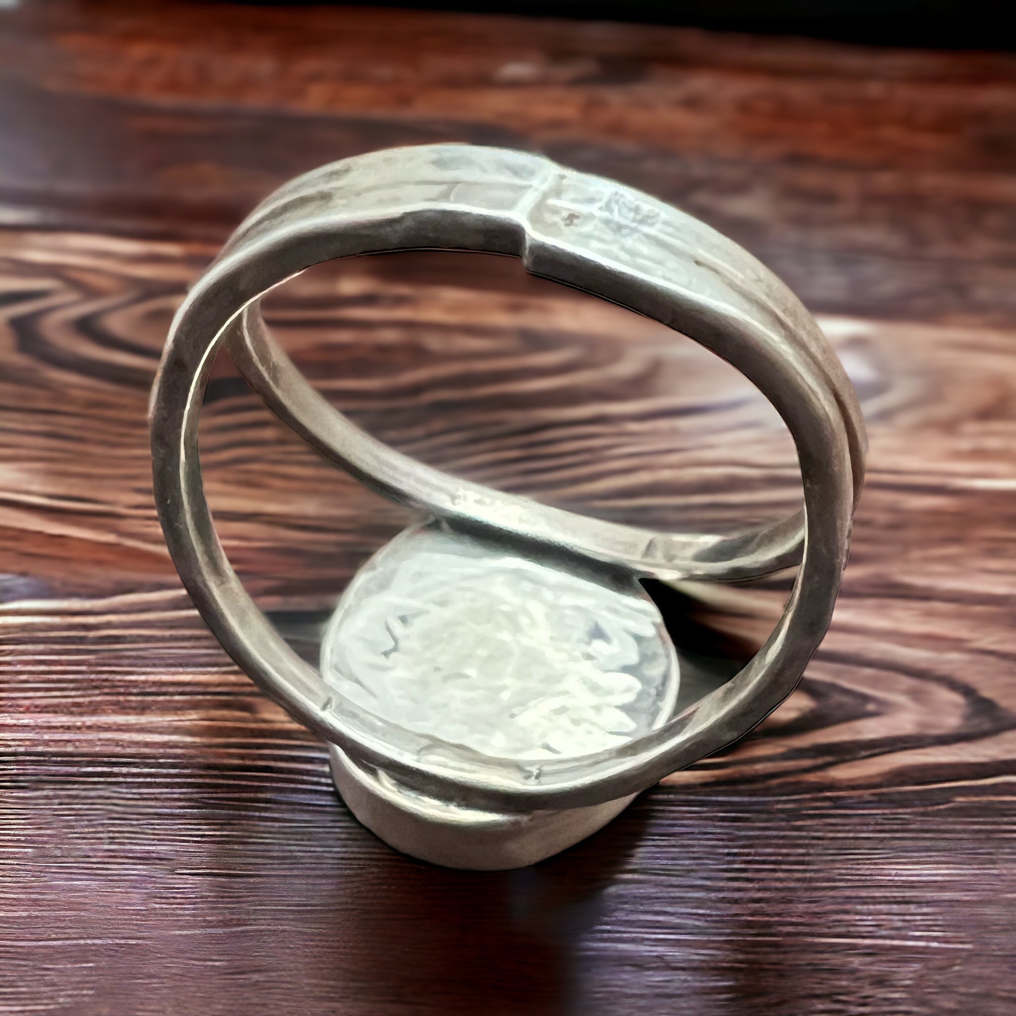 Turquoise Cabochon Sterling Silver Split-Band Statement Ring — Size 12.5 - Rooted & Reckless Co.
