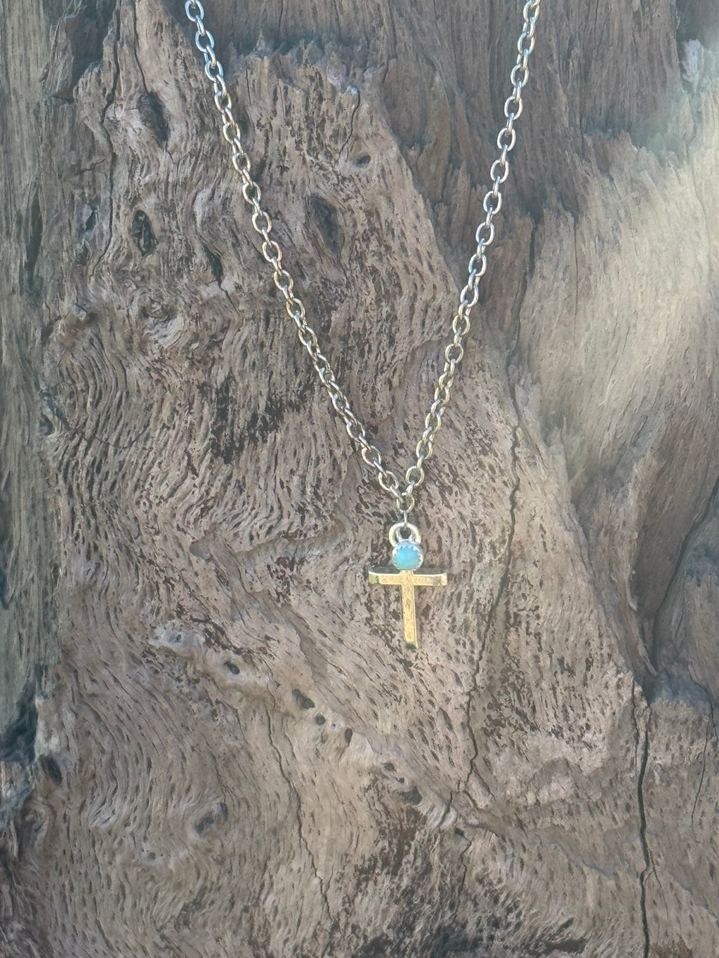 Turquoise Cross Pendant Chain Necklace - Rooted & Reckless Co.