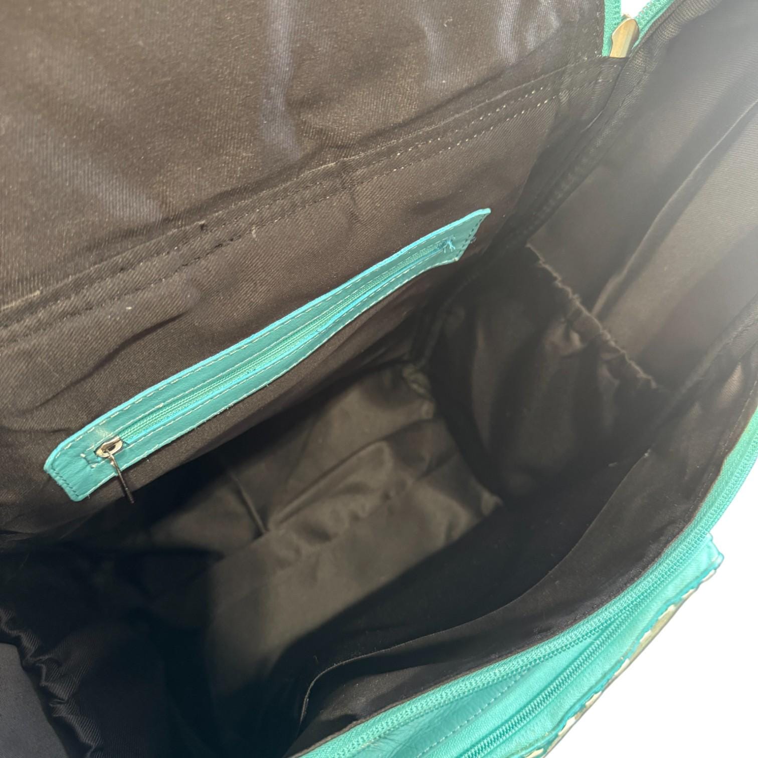 Turquoise Genuine Western Cowhide Leather Backpack Diaper Bag Personal Item carry-on luggage by Double B Wild Rags - Rooted & Reckless Co.