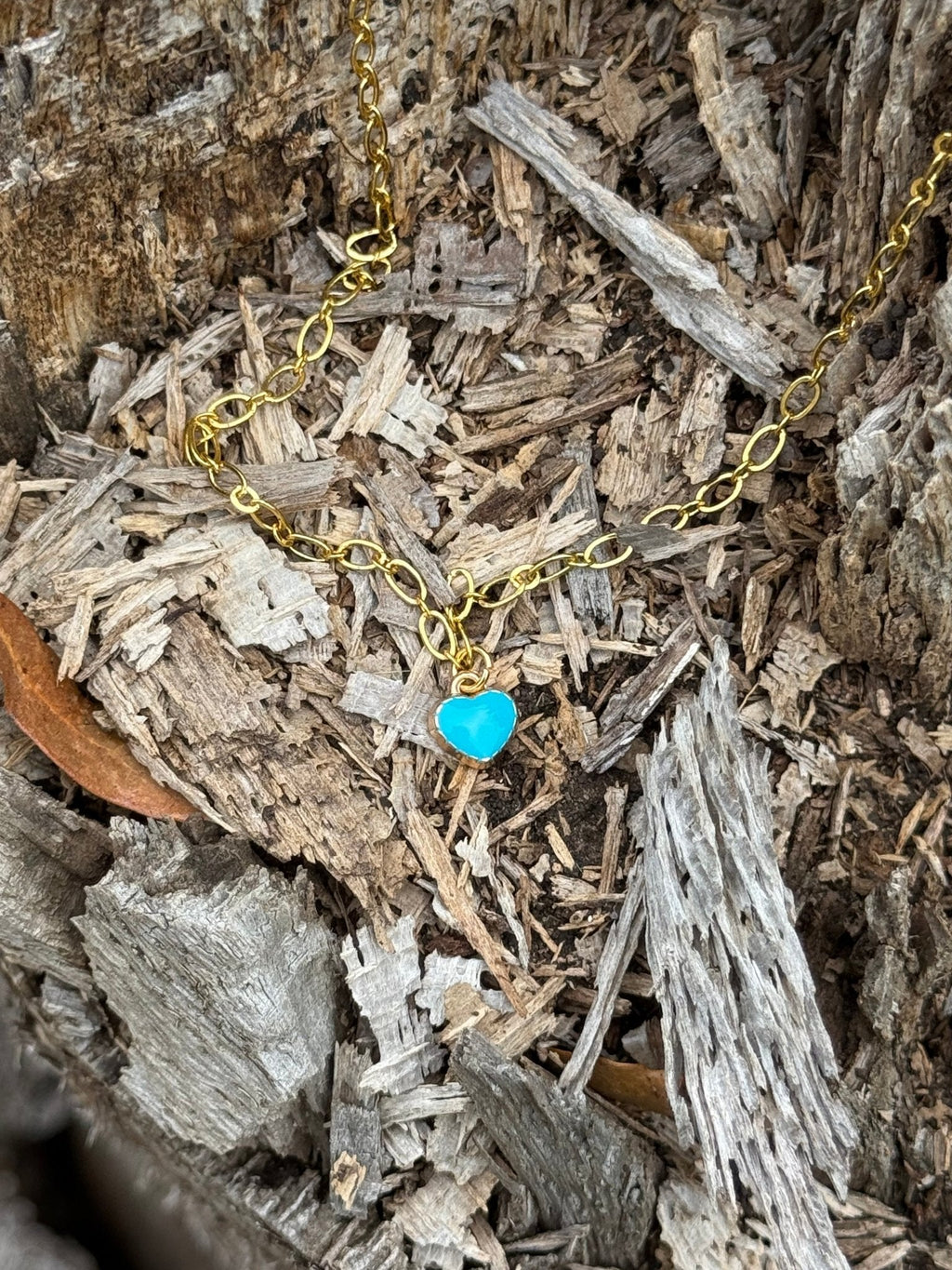 Turquoise Heart Gold Chain Necklace - Rooted & Reckless Co.