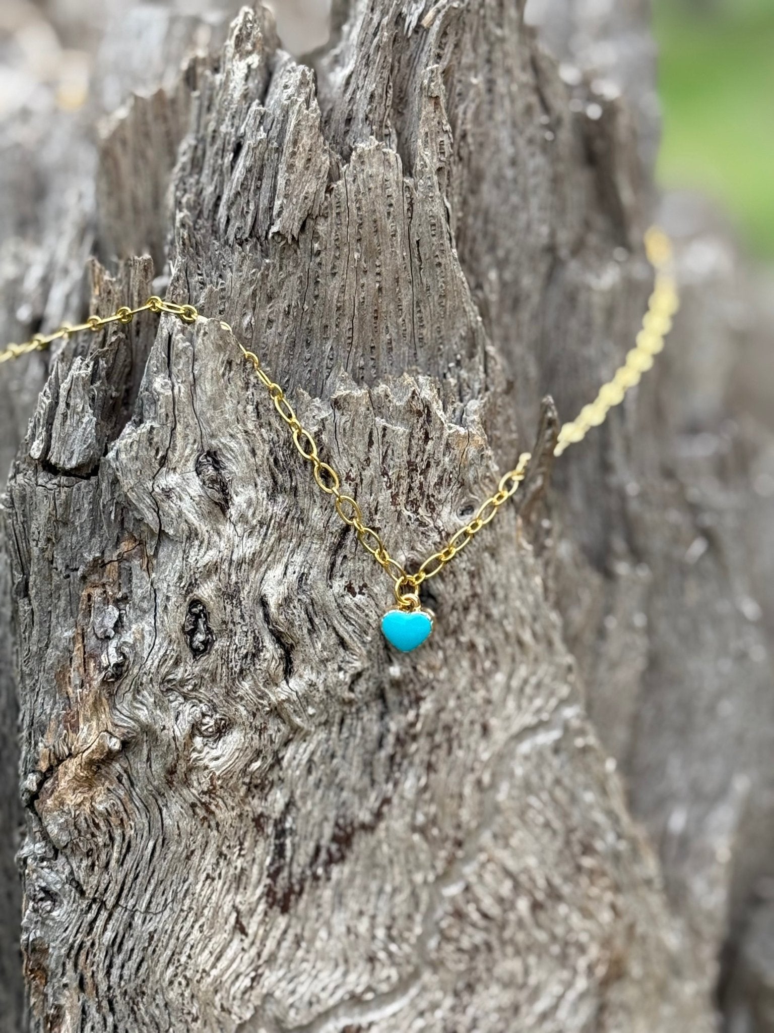 Turquoise Heart Gold Chain Necklace - Rooted & Reckless Co.