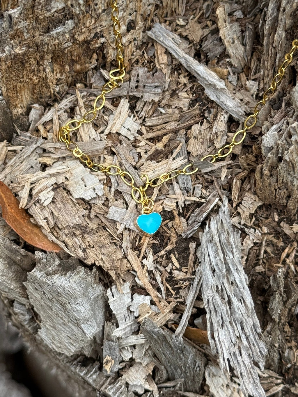 Turquoise Heart Gold Chain Necklace - Rooted & Reckless Co.