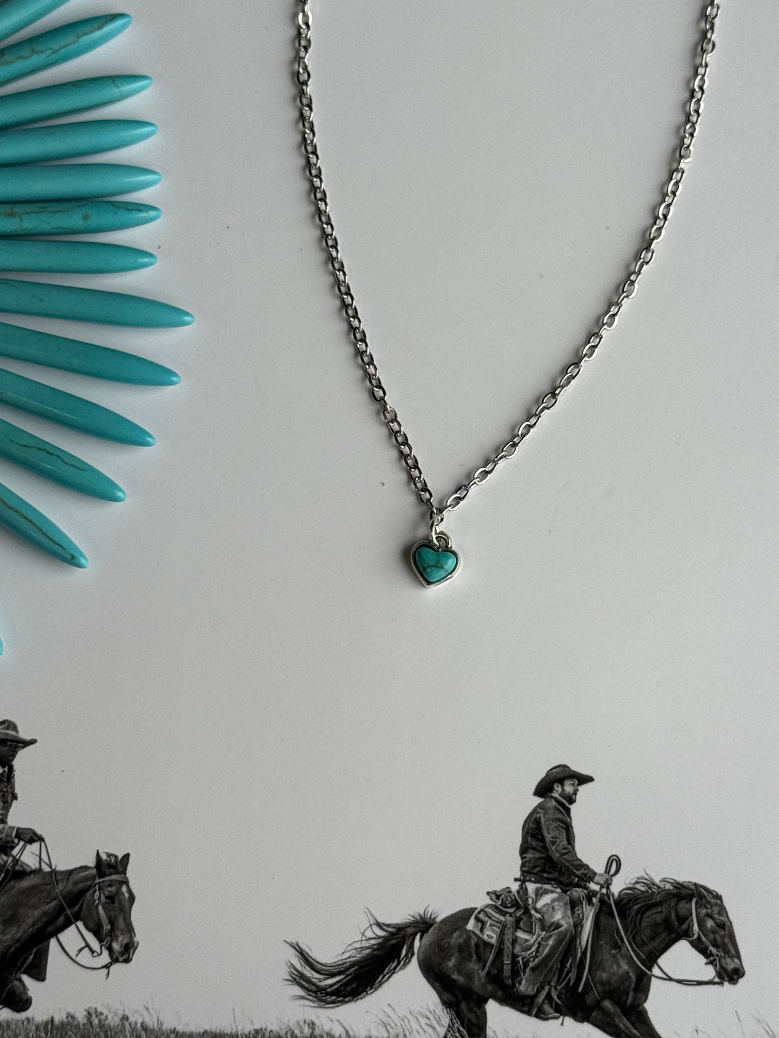 Turquoise Heart Gold Chain Necklace - Rooted & Reckless Co.