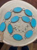 Turquoise Lynx Oval Western Concho Belt — Adjustable Southwest Style - Rooted & Reckless Co.