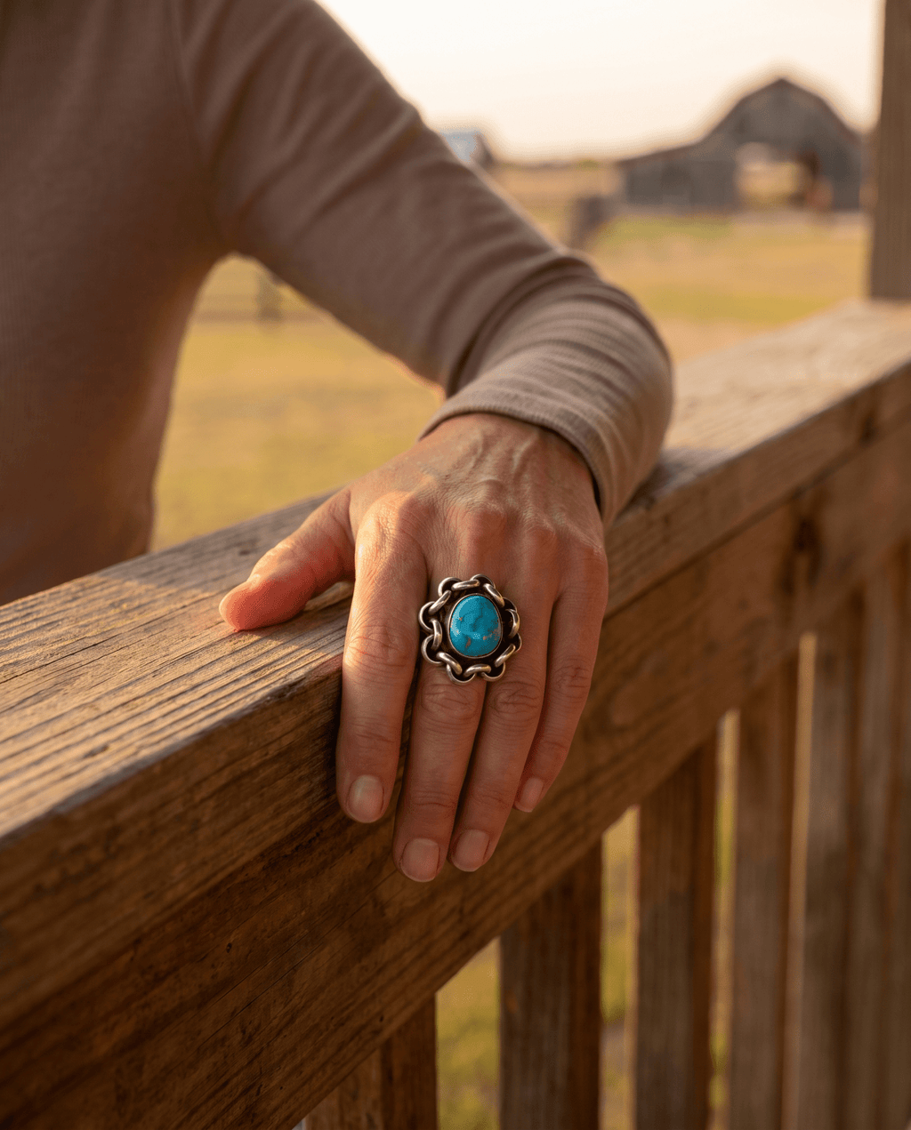 Turquoise & Sterling Silver Links Ring — Size 11 - Rooted & Reckless Co.