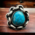 Turquoise & Sterling Silver Links Ring — Size 11 - Rooted & Reckless Co.