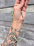 Turquoise Tube Necklace with Sterling Silver and Hematite - Rooted & Reckless Co.