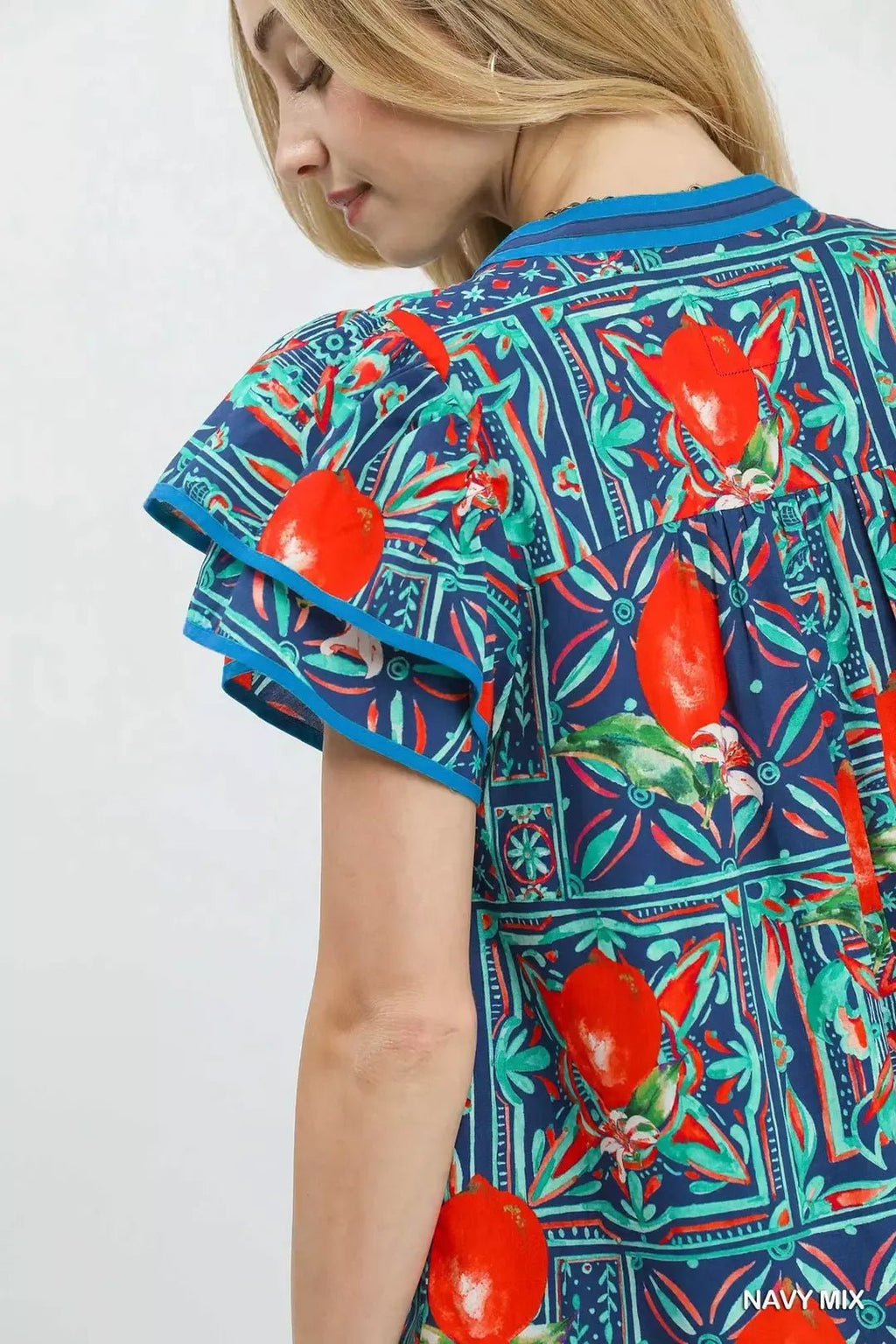 Umgee Abstract Print Flutter Sleeve Blouse - Rooted & Reckless Co.