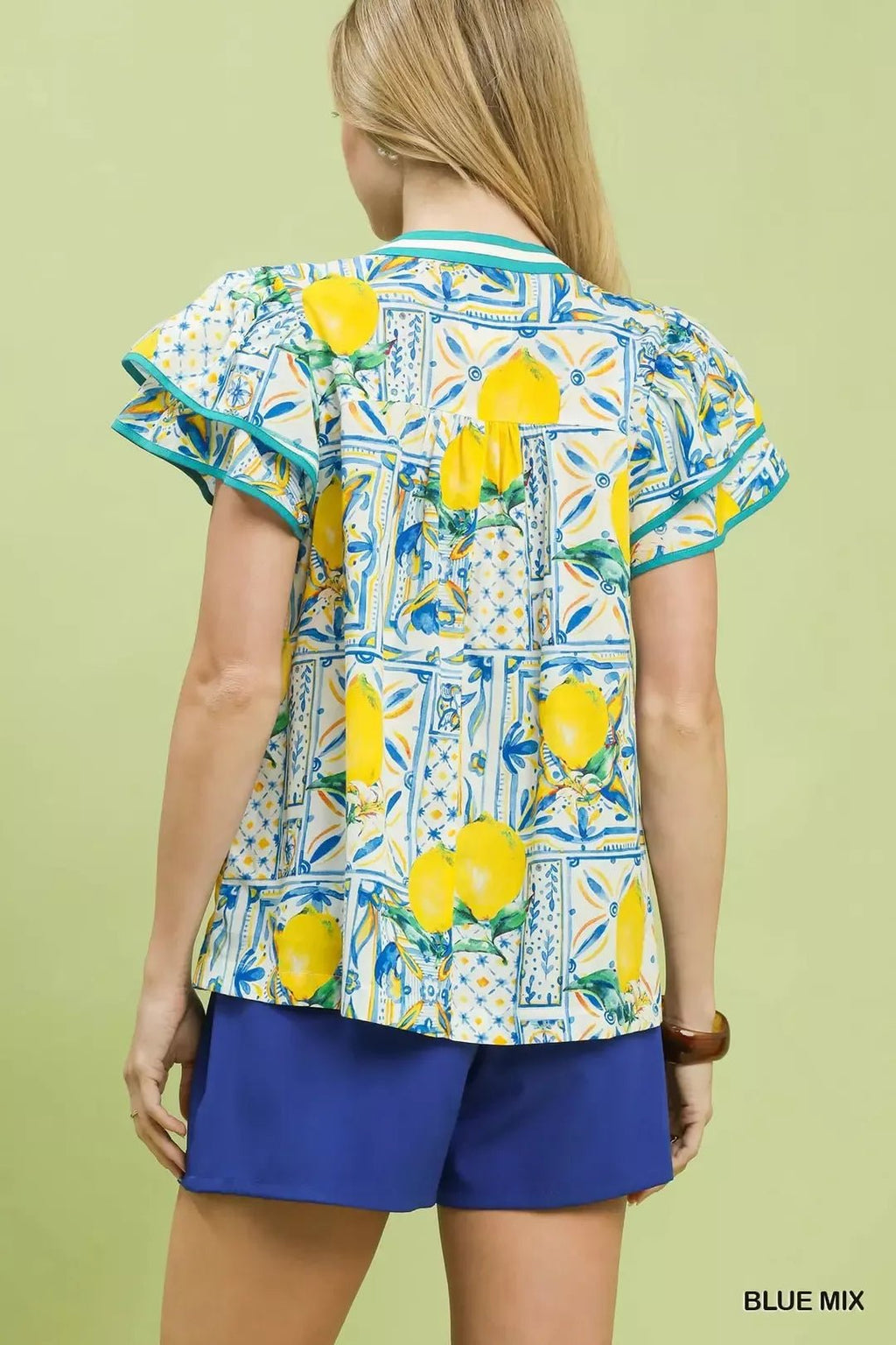 Umgee Abstract Print Flutter Sleeve Blouse - Rooted & Reckless Co.
