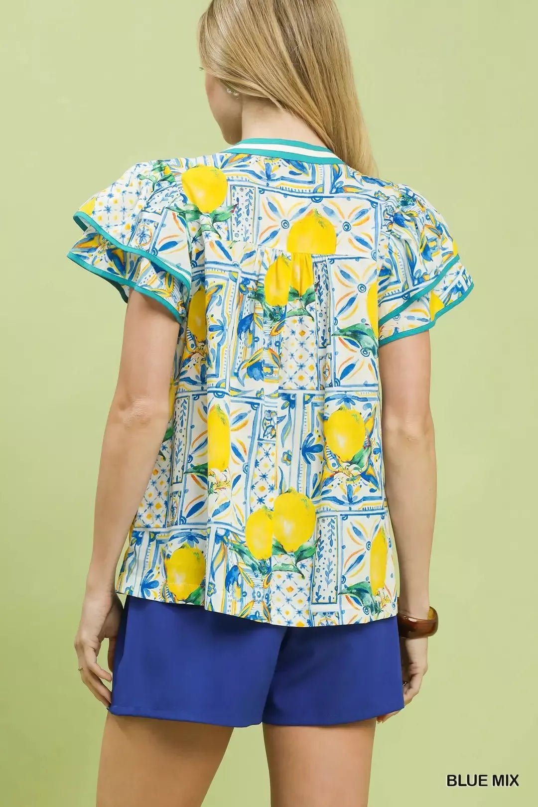 Umgee Abstract Print Flutter Sleeve Blouse - Rooted & Reckless Co.