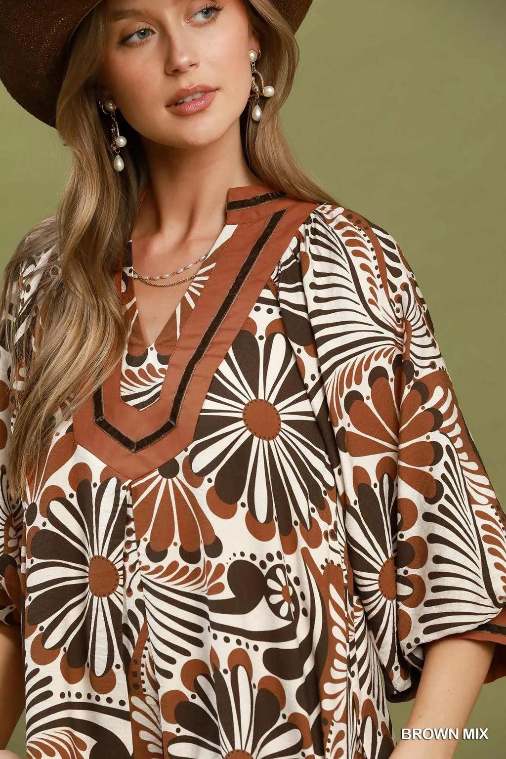 Umgee Abstract Print Midi Dress - Rooted & Reckless Co.