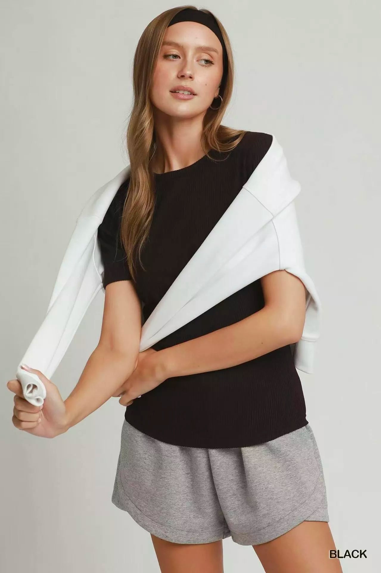Umgee Brushed Rib Short Sleeve Top - Rooted & Reckless Co.