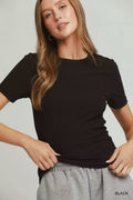 Umgee Brushed Rib Short Sleeve Top - Rooted & Reckless Co.