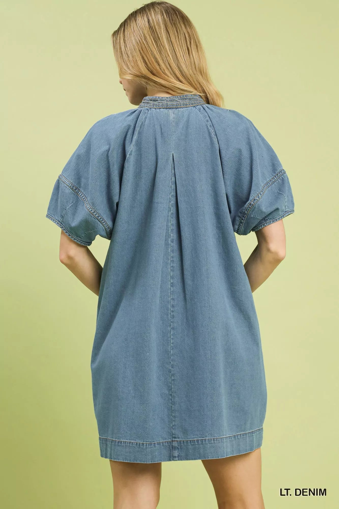 Umgee Denim Mini Dress with Contrast Thread - Rooted & Reckless Co.