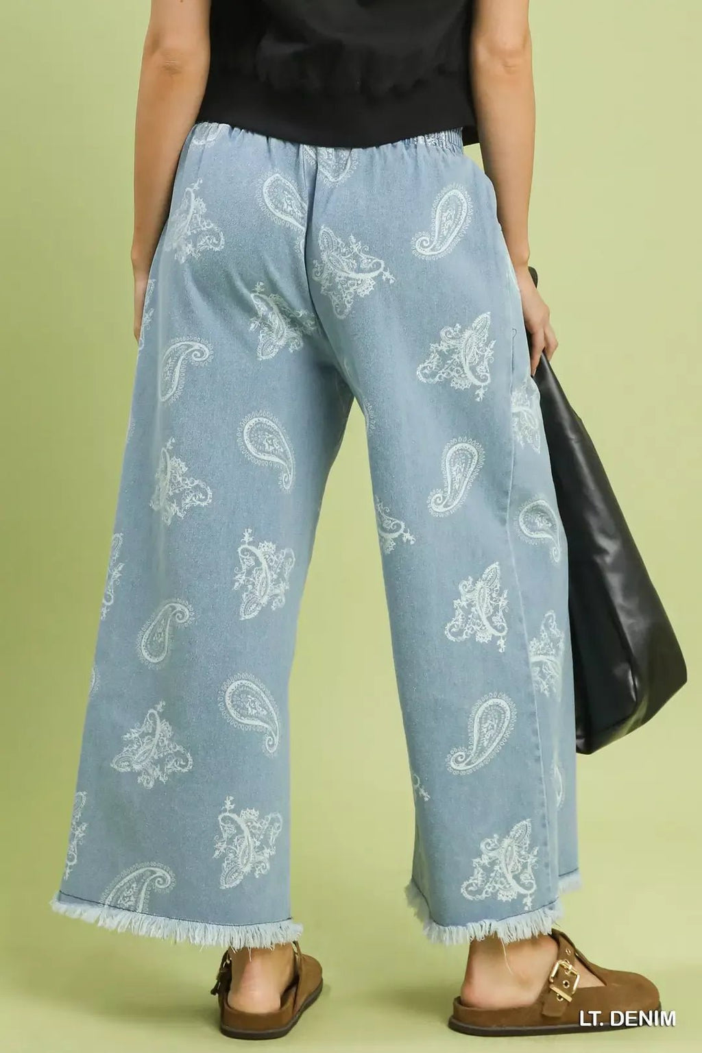 Umgee Denim Paisley Wide-Leg Pants - Rooted & Reckless Co.
