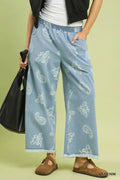 Umgee Denim Paisley Wide-Leg Pants - Rooted & Reckless Co.