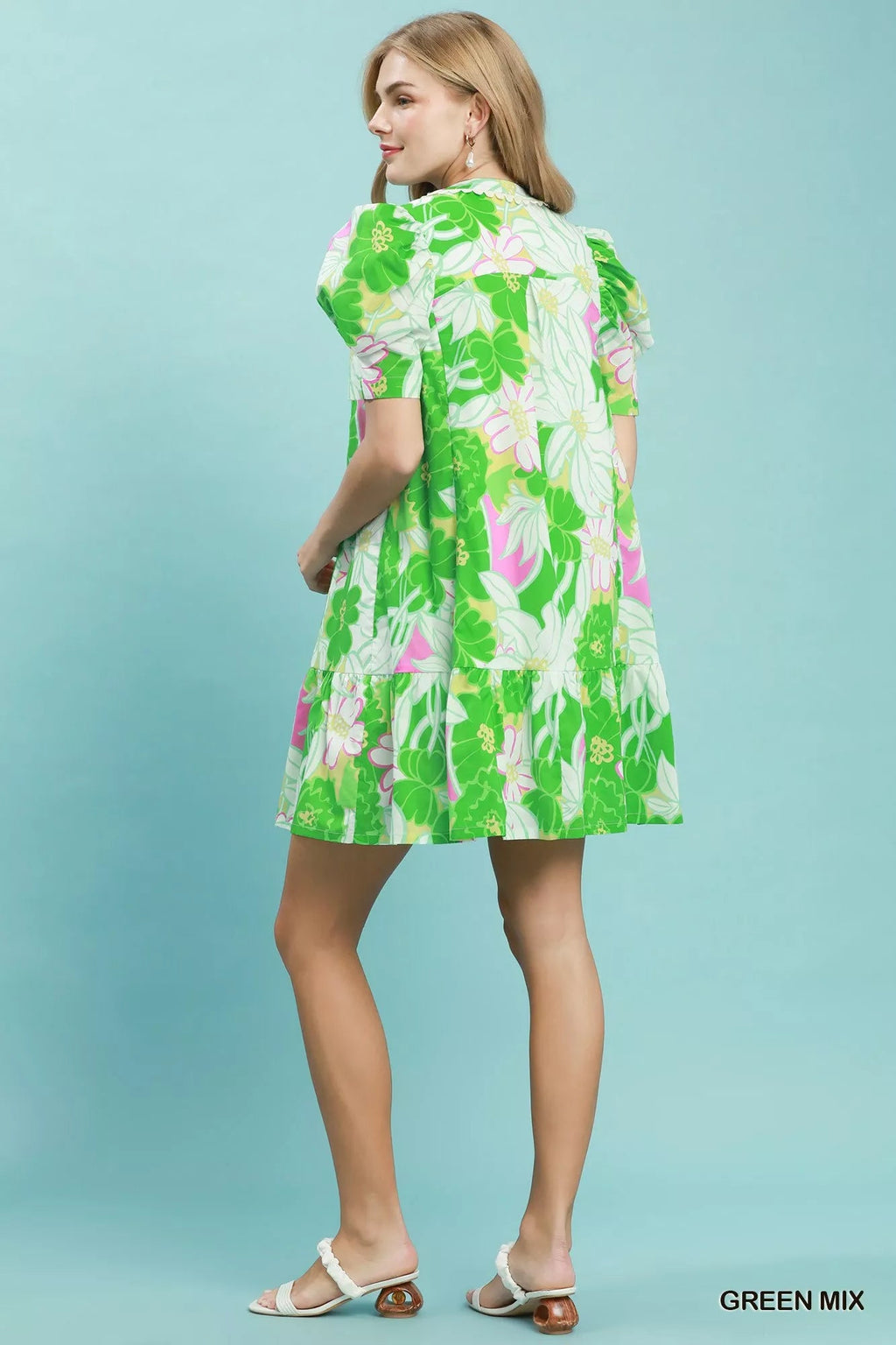 Umgee Floral Puff Sleeve Tiered Mini Dress - Rooted & Reckless Co.