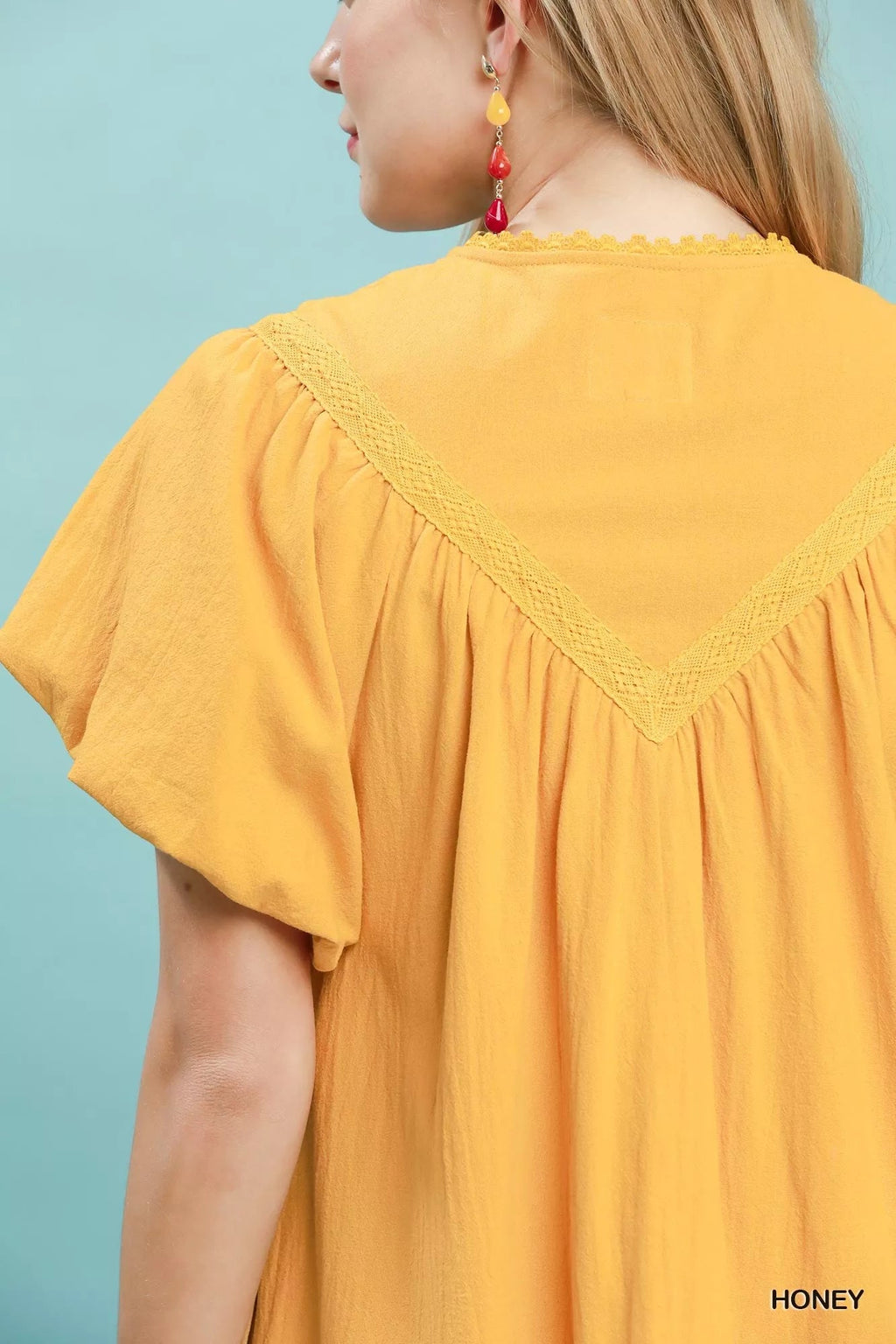 Umgee Flutter Sleeve Tassel Tie Ruffle Hem Mini Dress - Rooted & Reckless Co.