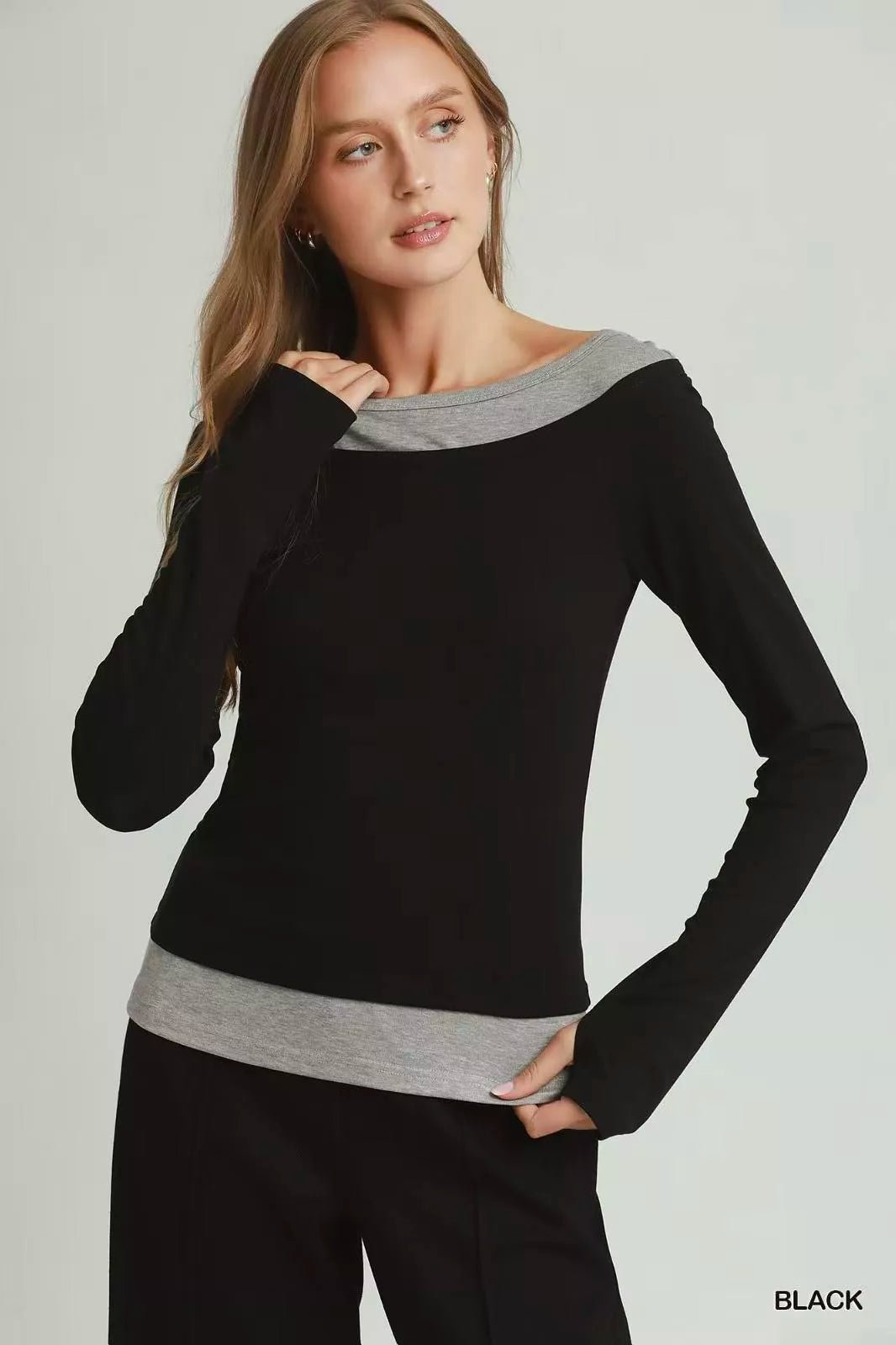 Umgee Layered Twofer Long Sleeve Top - Rooted & Reckless Co.