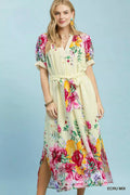Umgee Mix Floral Border Print Midi Dress - Rooted & Reckless Co.