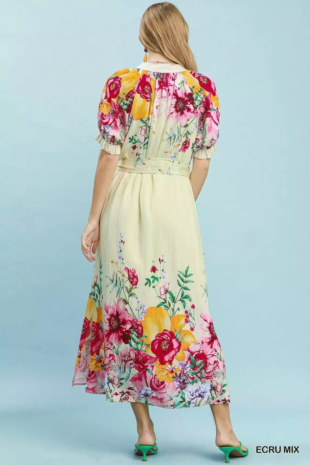 Umgee Mix Floral Border Print Midi Dress - Rooted & Reckless Co.