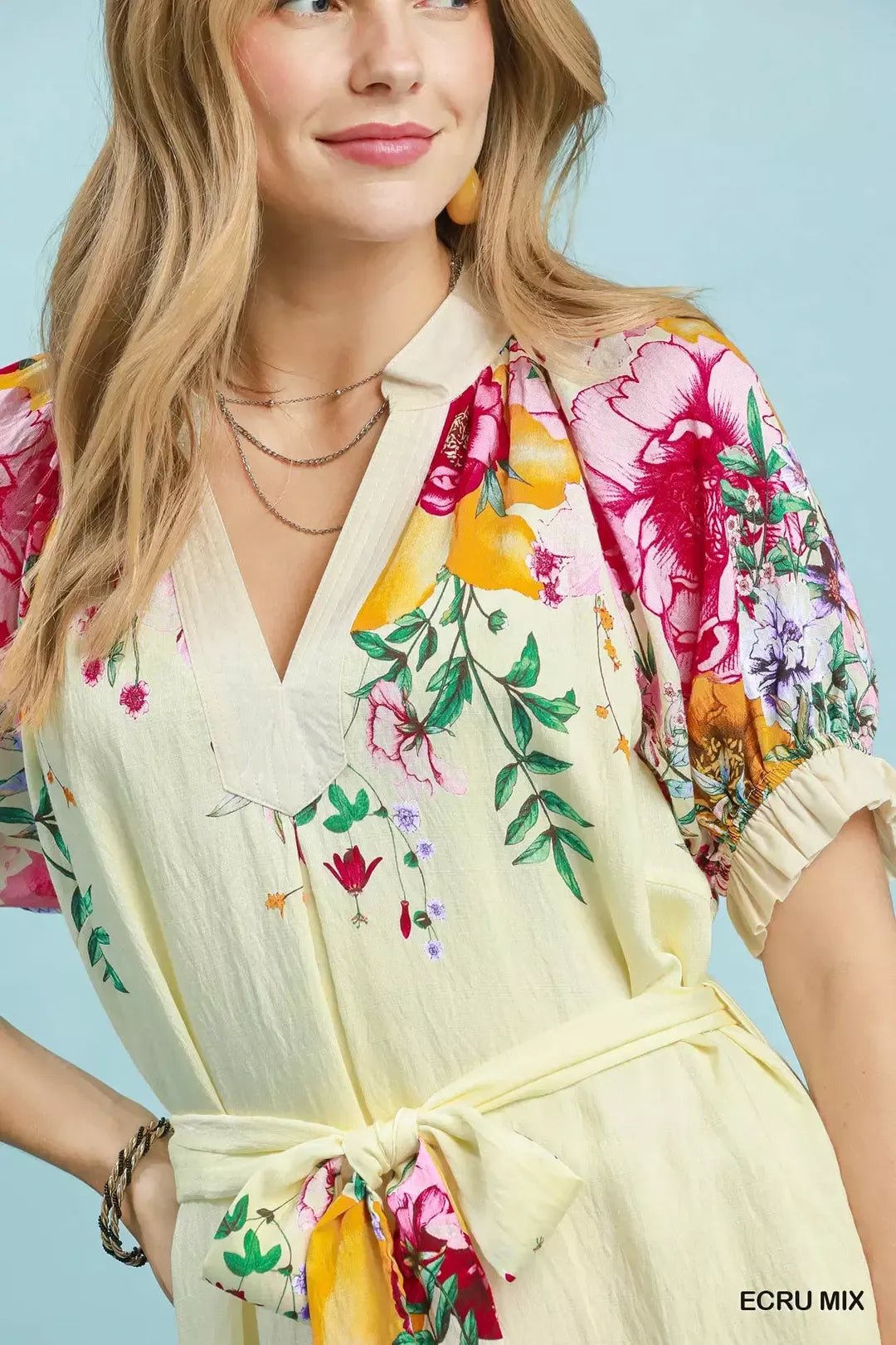 Umgee Mix Floral Border Print Midi Dress - Rooted & Reckless Co.