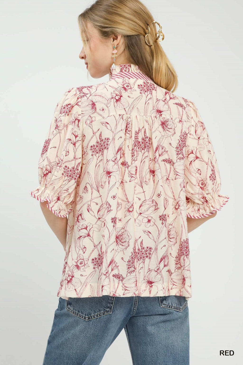 Umgee Mixed Print Button Front Top - Rooted & Reckless Co.