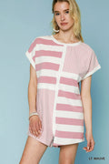 Umgee Mixed Striped Short Sleeve Romper - Rooted & Reckless Co.