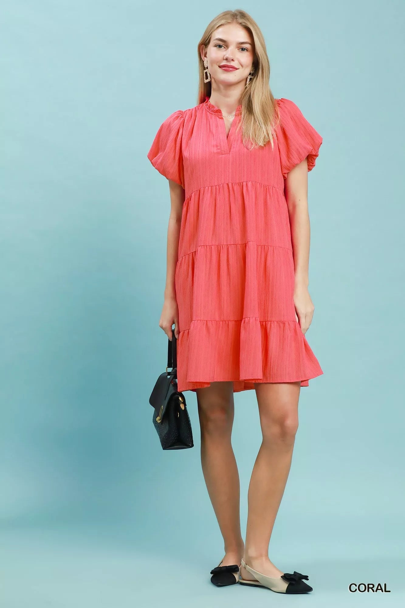 Umgee Puff Sleeve Tiered Babydoll Dress - Rooted & Reckless Co.