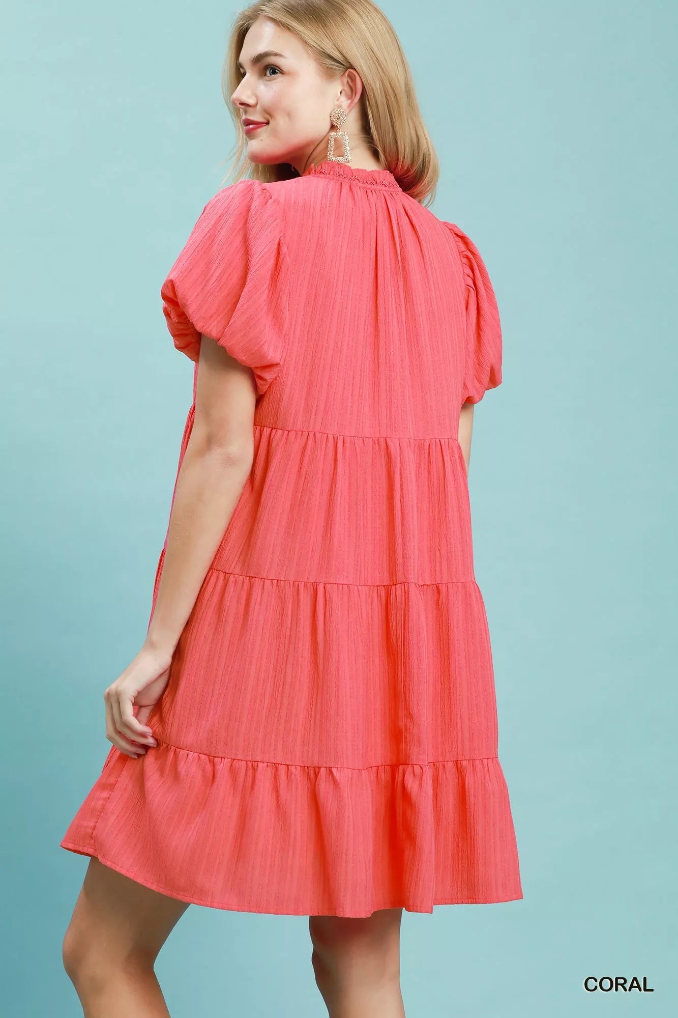 Umgee Puff Sleeve Tiered Babydoll Dress - Rooted & Reckless Co.