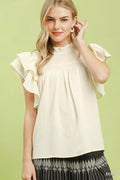 Umgee Smocked Ruffle Sleeve Textured Top - Rooted & Reckless Co.