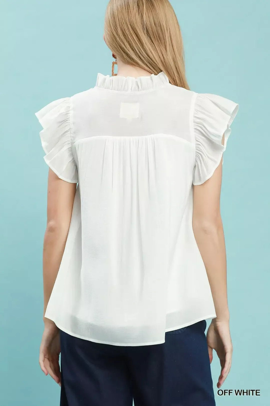 Umgee Smocked Yoke Ruffle Sleeve Blouse - Rooted & Reckless Co.