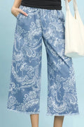 Umgee Stone Wash Wide Leg Crop Pants - Rooted & Reckless Co.