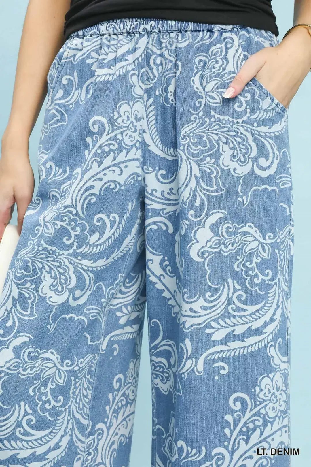 Umgee Stone Wash Wide Leg Crop Pants - Rooted & Reckless Co.
