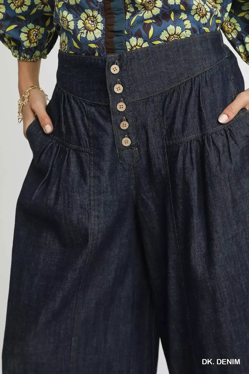 Umgee Stone Washed Wide-Leg Button-Front Culottes - Rooted & Reckless Co.