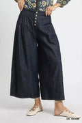 Umgee Stone Washed Wide-Leg Button-Front Culottes - Rooted & Reckless Co.