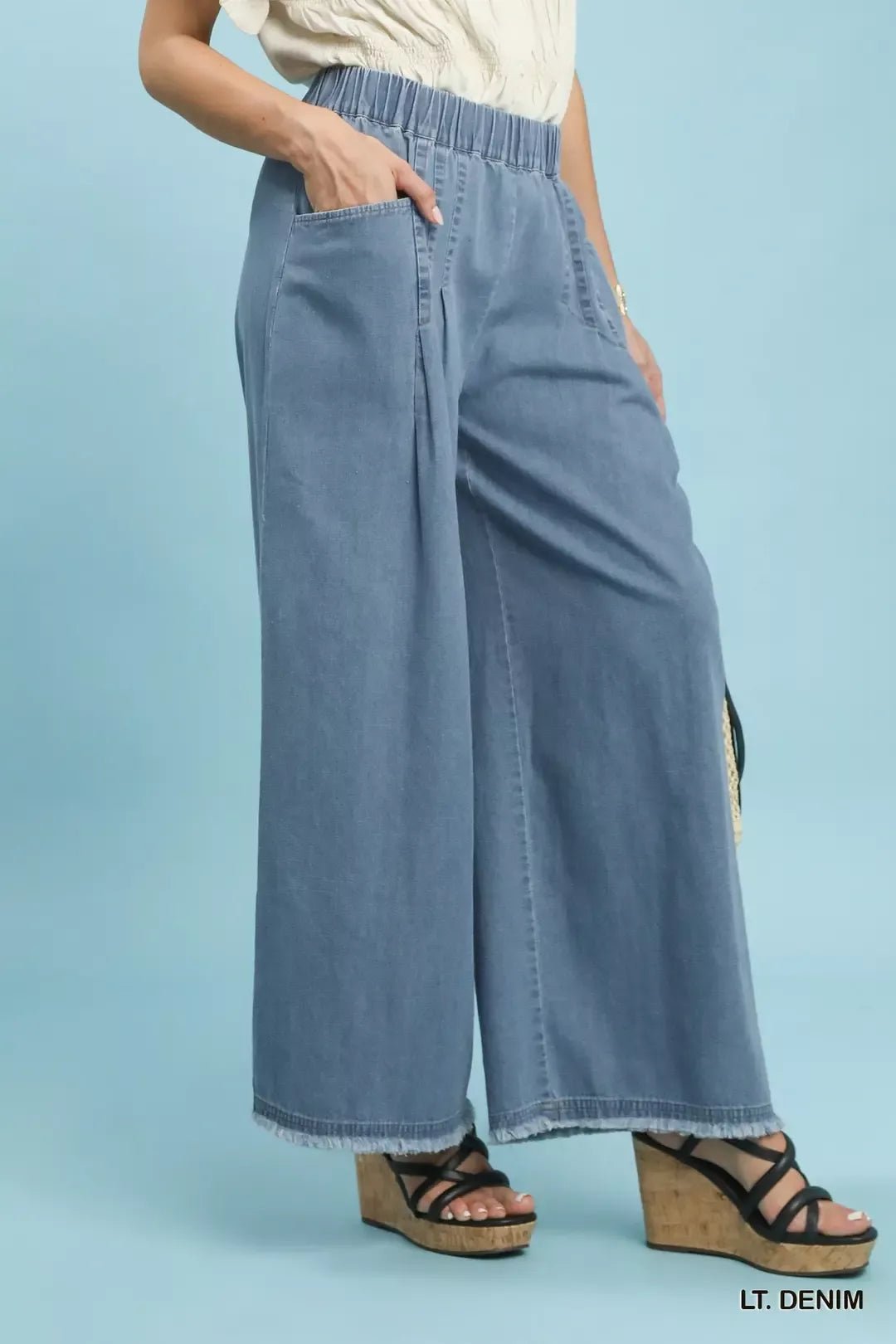 Umgee Stone Washed Wide Leg Pants - Rooted & Reckless Co.