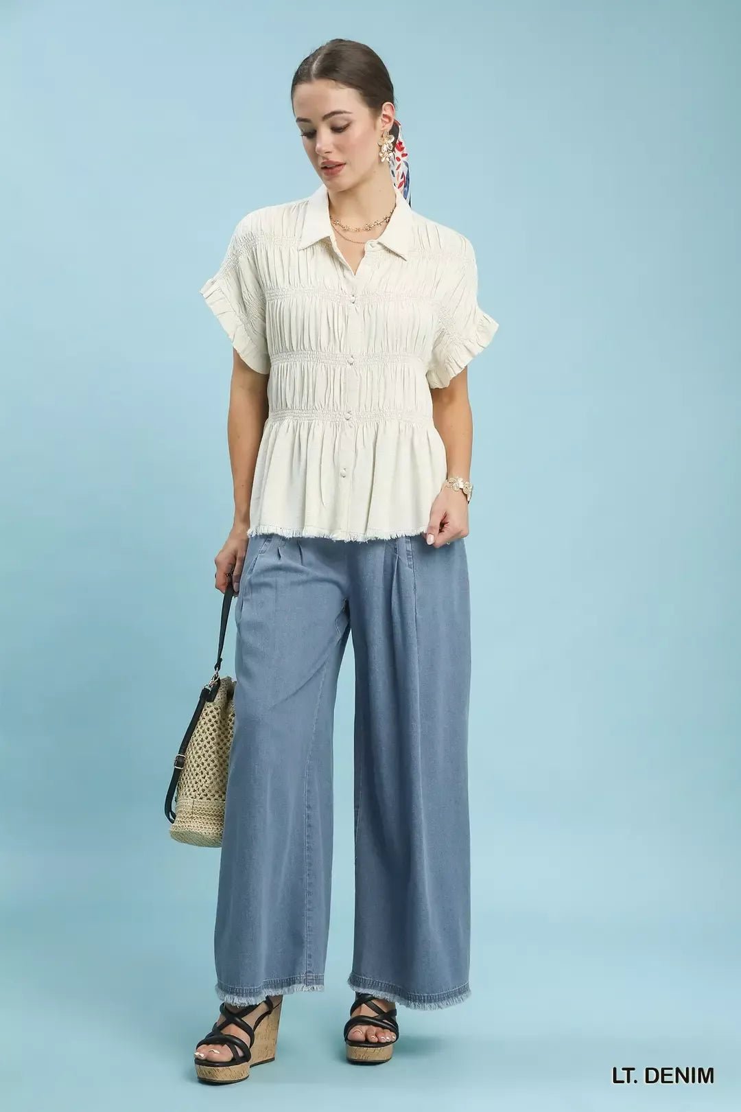 Umgee Stone Washed Wide Leg Pants - Rooted & Reckless Co.