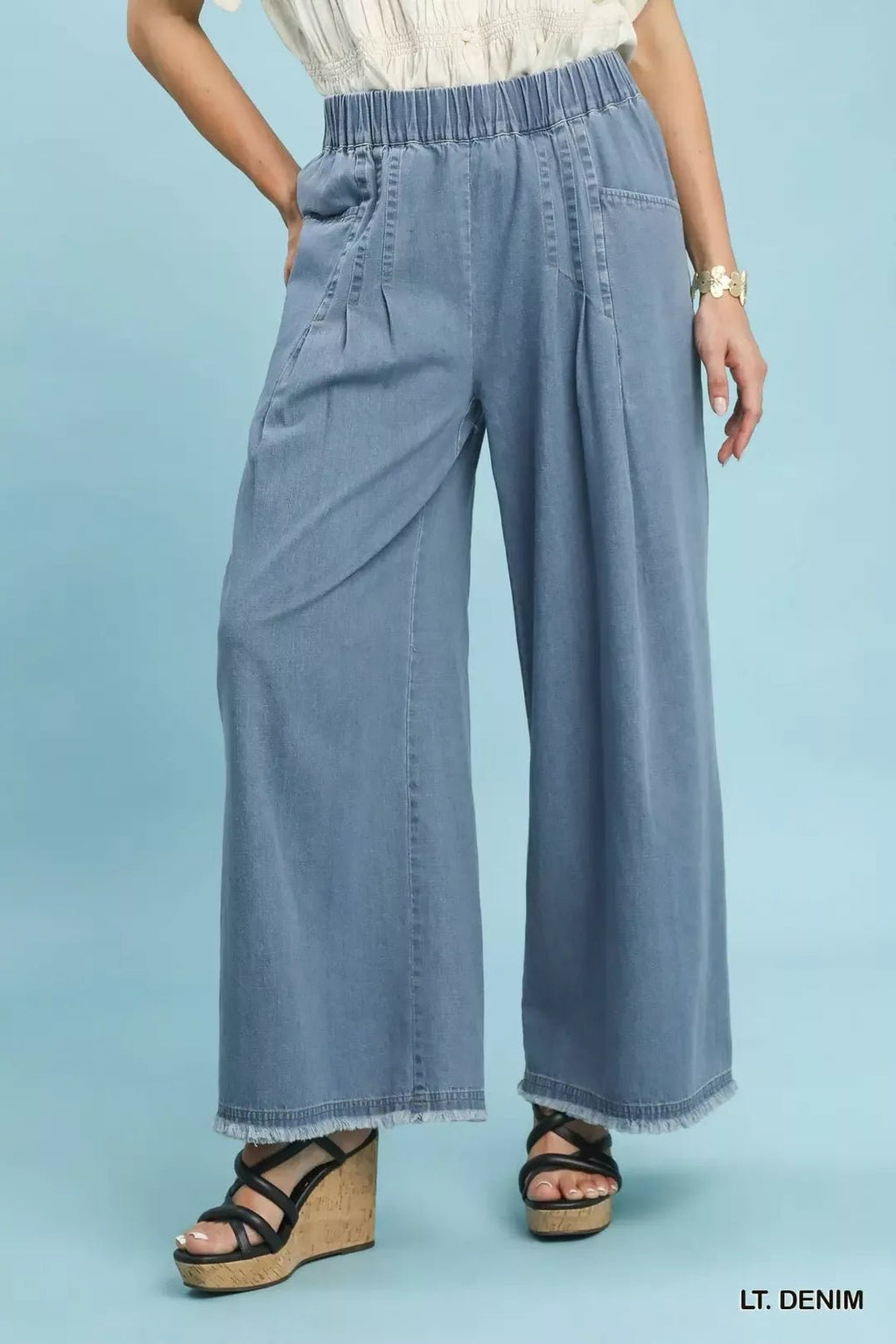 Umgee Stone Washed Wide Leg Pants - Rooted & Reckless Co.