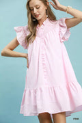 Umgee Stripe Smocked Yoke Ruffle Dress - Rooted & Reckless Co.